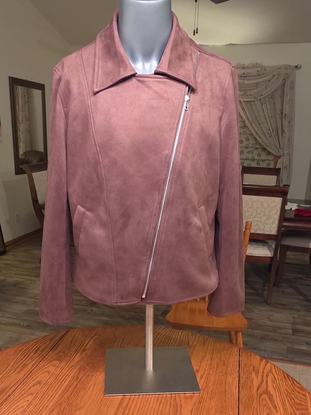 Glamaker Women’s Size XL Brown Leather Zip-Front Short Biker Jacket w/ Pockets